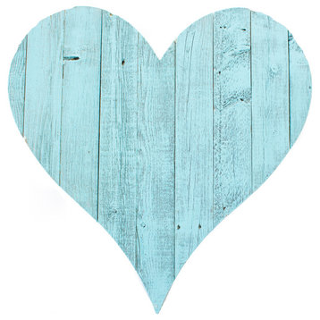 Rustic Farmhouse Wood Heart, Turquoise, 24"