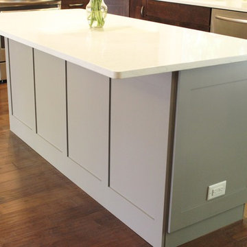 Bettendorf, IA- Kitchen in Dark Mocha Cabinetry With Painted Gray Accent Island