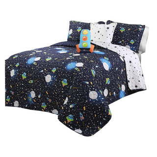 Universe Quilt Navy 5Pc Set Full/Queen - Contemporary - Kids