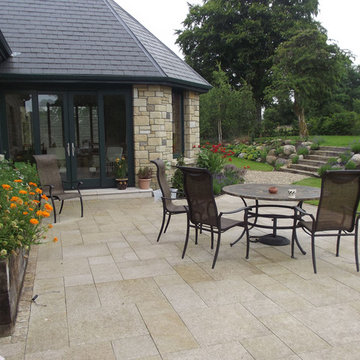 Granite patio & raised planters