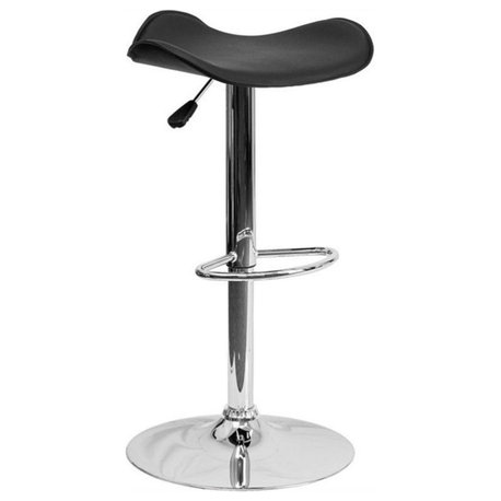 Bowery Hill Contemporary Adjustable Faux Leather Bar Stool in Black