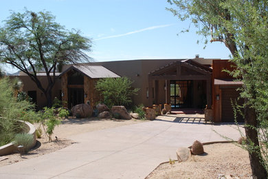 Inspiration for a mediterranean exterior home remodel in Phoenix