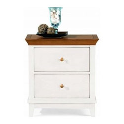 American Drew 181-420WM Drawer Night Stand - White w/ Maple Top Sterling Pointe - Nightstands And Bedside Tables