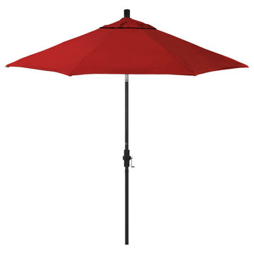 9' Patio Umbrella Matted Black Pole Fiberglass Ribs Pacific Premium, Red
