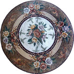 Mozaico - Antique Rose Medallion, Rhode, 47"x47" - Add a chic and stylish accent to your favorite space with the Rhode antique rose medallion. Evoking the delicate beauty of an elaborate needlepoint artwork this showpiece design will add value and beauty to your home.