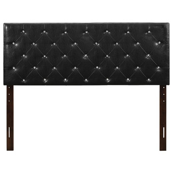 Jeweled Inspired Tufted Headboard, Black, Queen