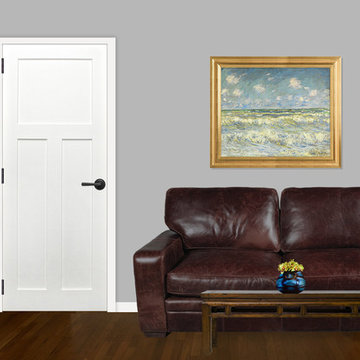 Interior Prime Pine 3-Panel Shaker Reversible Handing Pre-hung Door Kit, 32x80