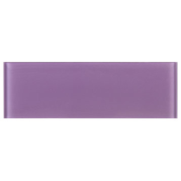 4"x12" Baker Glass Subway Tiles, Set of 3, Purple