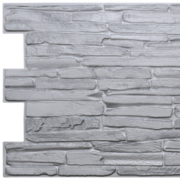 Grey Flagstone 3D Wall Panels, Set of 10, Covers 56.1 Sq Ft