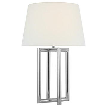 Concorde Large Table Lamp in Polished Nickel with Linen Shade