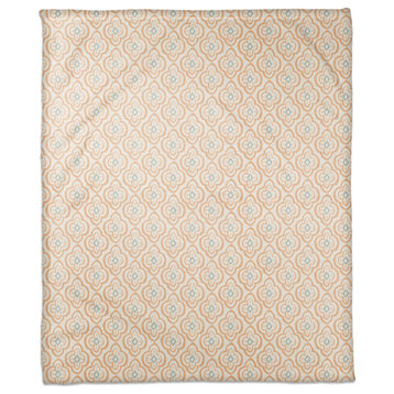 Orange Quatre on White 50x60 Coral Fleece Blanket