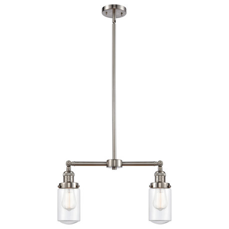 Dover 2-Light Chandelier, Brushed Satin Nickel, Clear