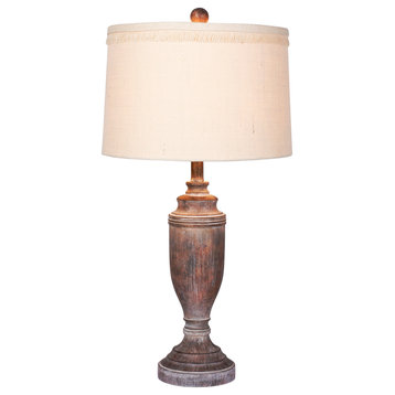 Urn Resin Table Lamp, Cottage Antique Brown, 29.5"