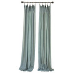 Manor Luxe - La Rosa Metallic Semi Sheer Rod Pocket Curtain  52''x84'' Single Panel SmokeBlue - Add these richly hued semi sheer metallic touch decorative curtains to your space, they are perfect for updating your living room, home office, or bedroom. Available in color White, Dark Gray, Copper, Gold, Pink, Smoke Blue, Violet. Easy care machine washable.Rod-Pocket style top treatment or hang with hooks (not included).
