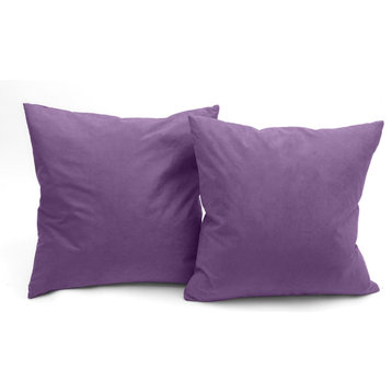 Microsuede Deco Pillow, 18x18, Feather And Down Filled, Set of 2, Light Purple