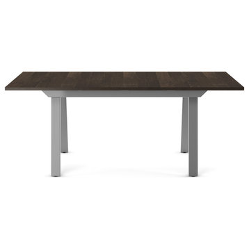 Amisco Drift Extendable Dining Table, Dark Grey Birch Veneer / Glossy Grey Metal
