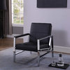 Fifth Avenue Leather and Stainless Steel Accent Chair, Black