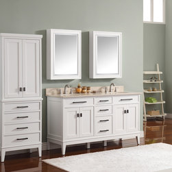 Avanity Madison 61 in. Double Vanity in White finish with Galala Beige Marble To - Products