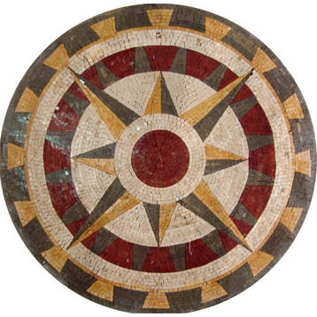 Nautical Stone Mosaic, Poseidon, 35"x35"