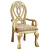 Traditional Wooden Arm Chair With Intricate Carvings, Set Of 2,Gold And Brown