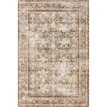 nuLOOM Anise Antique Floral Spill Proof Washable Area Rug, Ivory 2' 6" x 8'