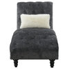 Pemberly Row Thelwell Gray Chaise with Pillows Nailhead Trim