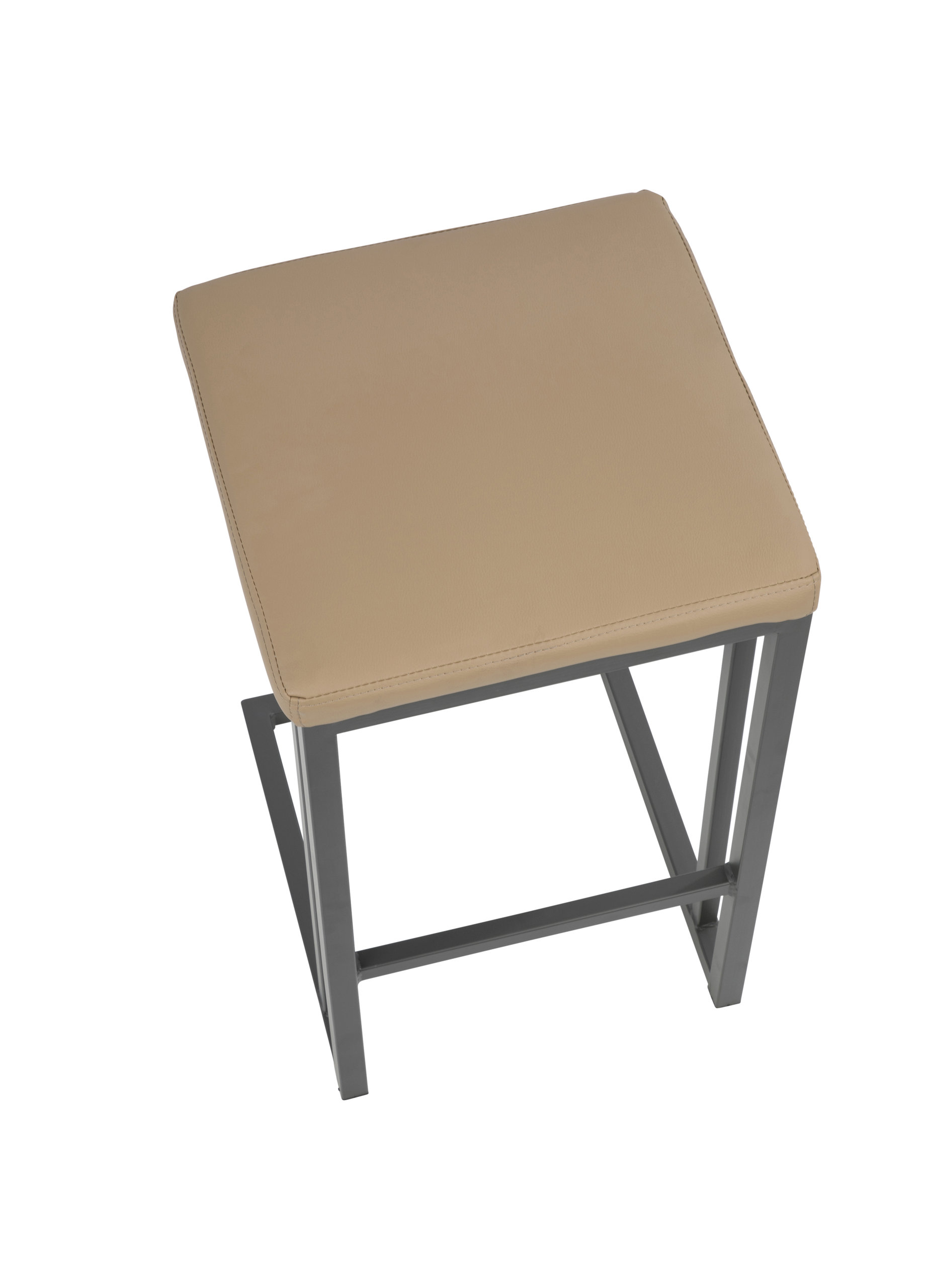 LumiSource Roman Counter Stool With Gray Frame and Camel PU Leather, Set of 2
