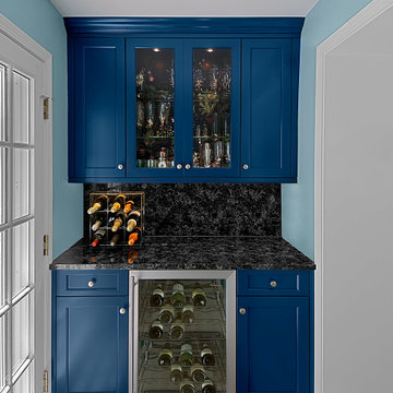 Blue Bar Cabinet in Home Dry Bar