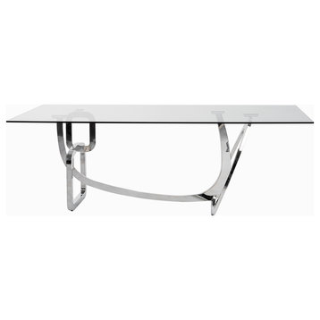 Modrest Adelaide Modern Stainless Steel and Glass Dining Table