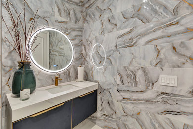 Example of a trendy powder room design in Los Angeles
