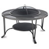 Black Wood Outdoor Firebowl With Mesh Hearth