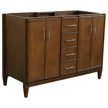 48" Double Sink Vanity, Walnut Finish - Cabinet Only