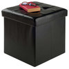Winsome Ashford Transitional Faux Leather Storage Cube Ottoman in Black