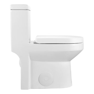 Modern Small One Piece Toilet, Compact Bathroom Tiny Mini Commode Dual Flush