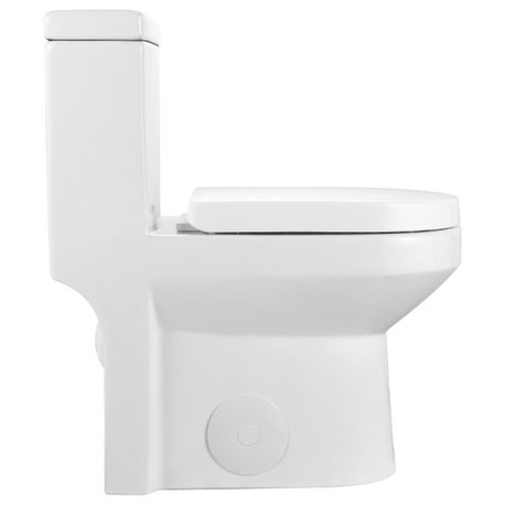 Modern Small One Piece Toilet, Compact Bathroom Tiny Mini Commode Dual Flush