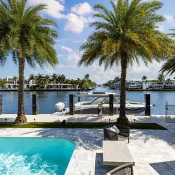 Backyard of Modern Luxury House Facing Canal River, Modern House, Remodeling Ide