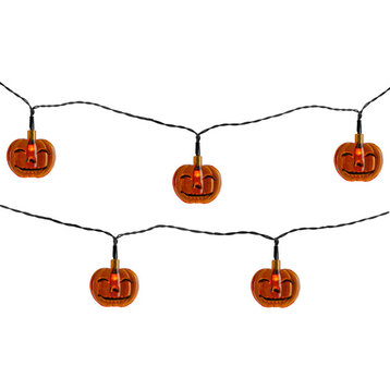10ct Orange Battery Operated Jack O' Lantern LED Mini Halloween Lights