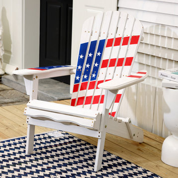 Adirondack USA Flag Patriotic Outdoor Wood Chair