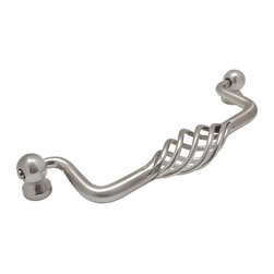 Cosmas - Cosmas 9993-128SN Satin Nickel Birdcage Cabinet Pull, 5" Hole Centers, Set of 5 - Cabinet And Drawer Handle Pulls