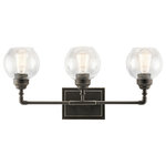 Kichler - Bath 3-Light, Olde Bronze - This Niles' Olde Bronze 3 light bath light's globe style is reminiscent of fixtures found in historic metropolitan buildings, icons of the industrial era. Niles modernizes the look with clean lines for a look that works in any home.