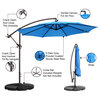 10' Offset Patio Shade Cantilever Outdoor Umbrella, Base, Vertical Tilt, Blue