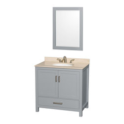 36 inch Transitional Grey Finish Bathroom Vanity Set - Bathroom Vanities And Sink Consoles