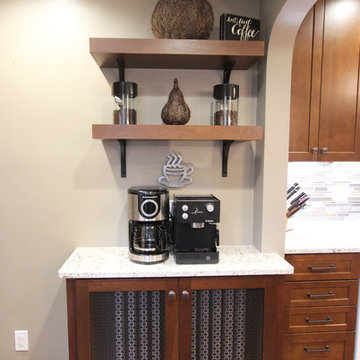 Transitional Cherry Kitchen with Great Organizational Storage and Coat Rack
