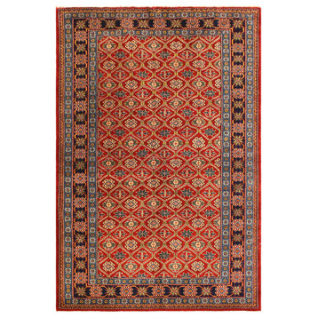 Antique Caucasian Sherwan Robert Red/Blue Wool Rug - 4'6 x 6'7