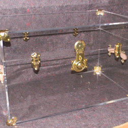The Lucite Trunk Deluxe - Brass accents, center lock & leather handles - Decorative Trunks