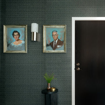 Industrial Condo's Wallpapered Entry
