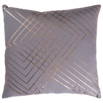 Crescent by Surya Pillow Cover, Medium Gray/Gold, 22' Square