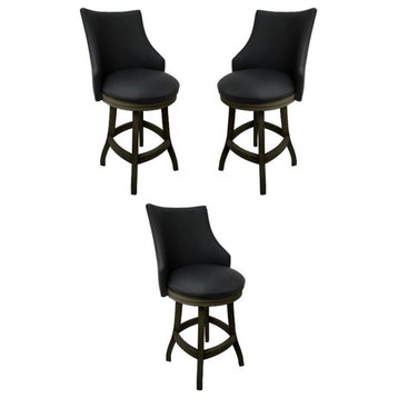 Home Square 26" Wood Counter Stool in Black & Dark Shadow - Set of 3