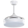 36 in Matte White Retractable Ceiling Fan with Light and Remote Control