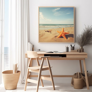 A Moment of Serenity Starfish on Beach Animals and Wildlife Artwork